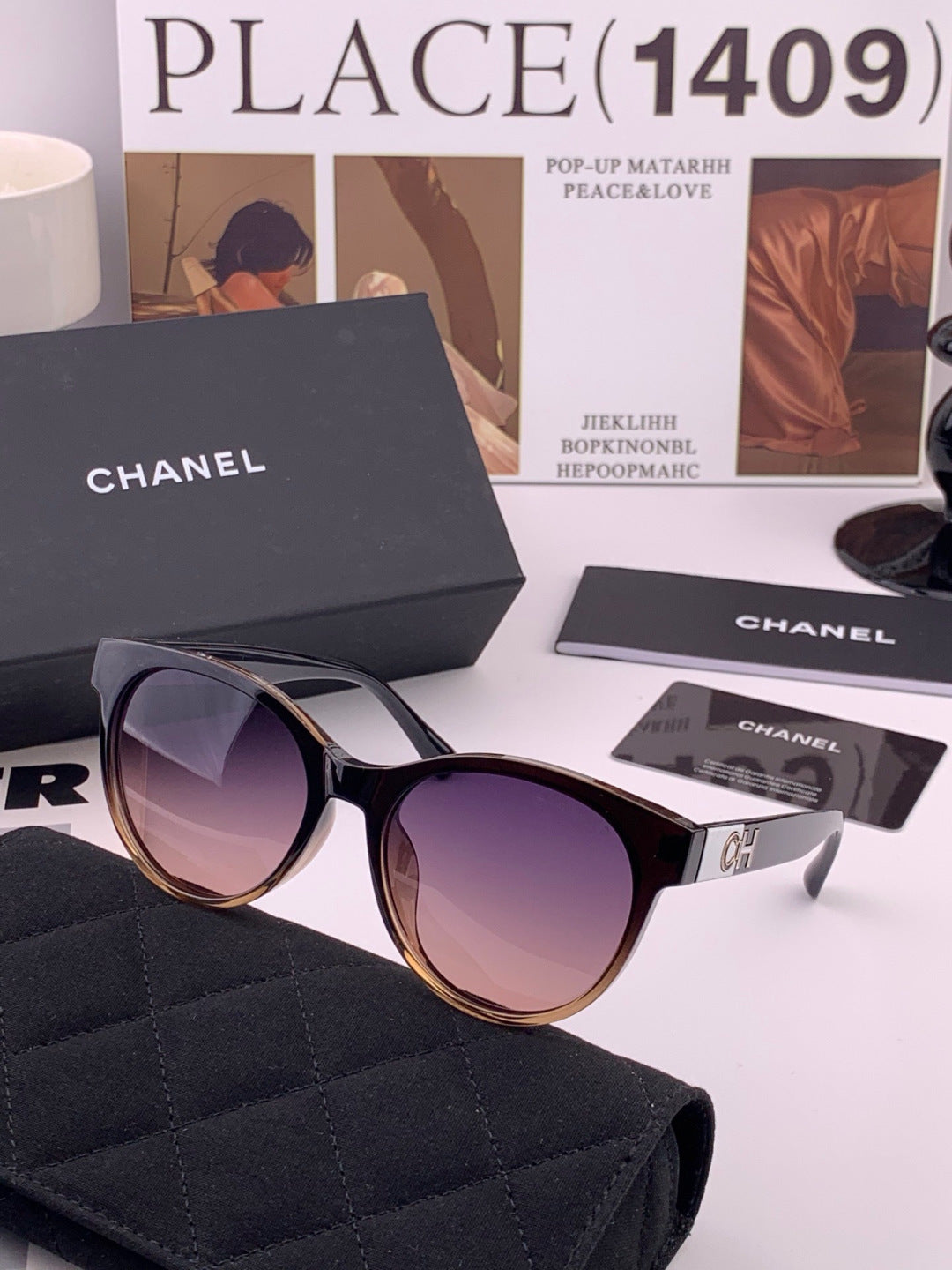 Chanel CH1787 Polarized Round Pink Lens Sunglasses for Women - detail image 4