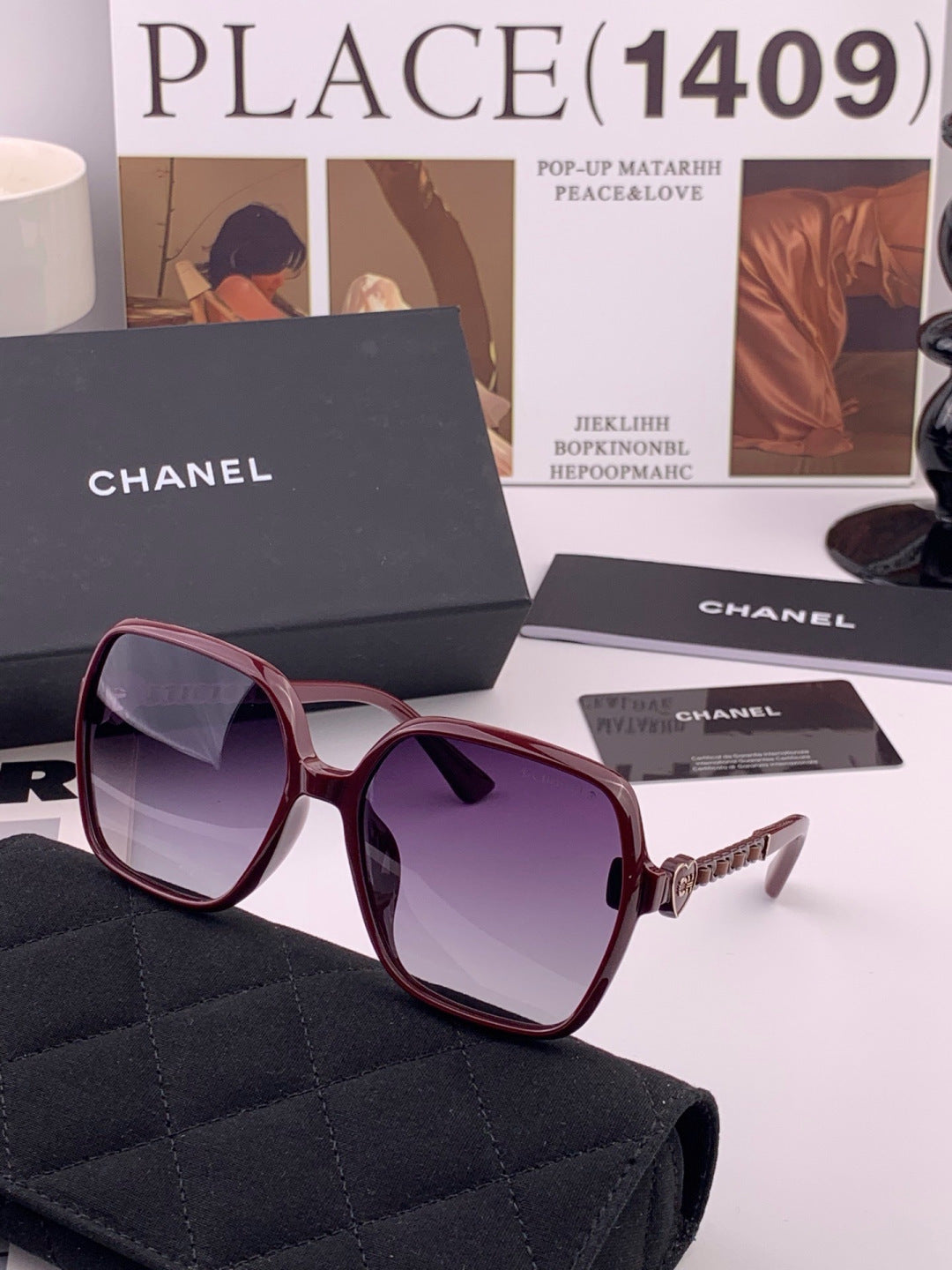 Chanel CH4787 Polarized Square Gold Lens Sunglasses for Women - detail image 4