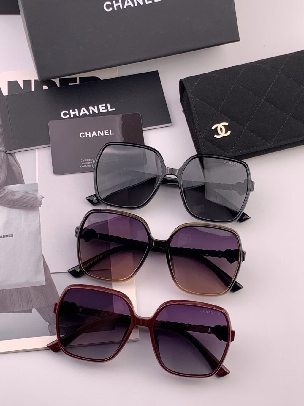 Chanel CH4787 Polarized Square Gold Lens Sunglasses for Women - detail image 7