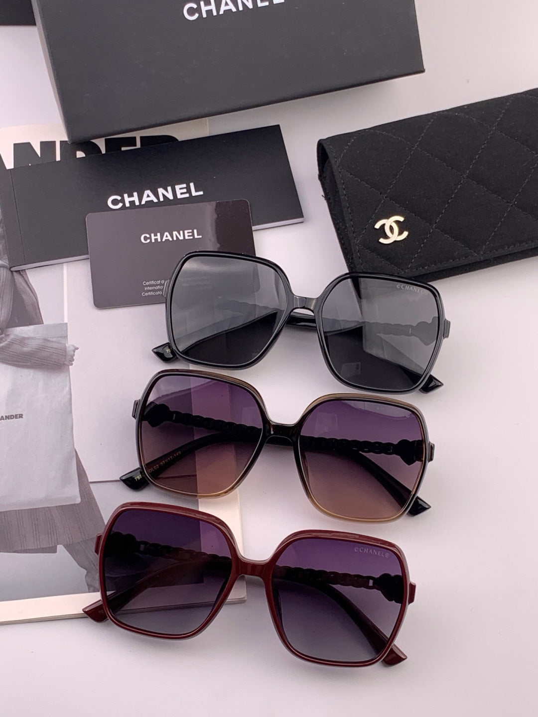 Chanel CH4787 Polarized Square Gold Lens Sunglasses for Women - detail image 7