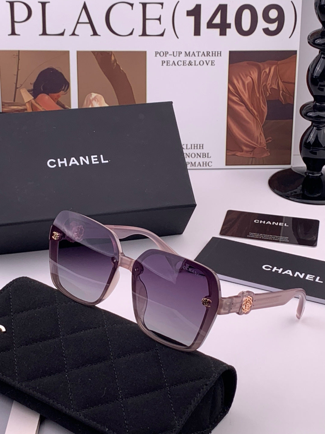 Chanel CH9788 Polarized Oversized Purple Lens Sunglasses for Men & Women - detail image 2