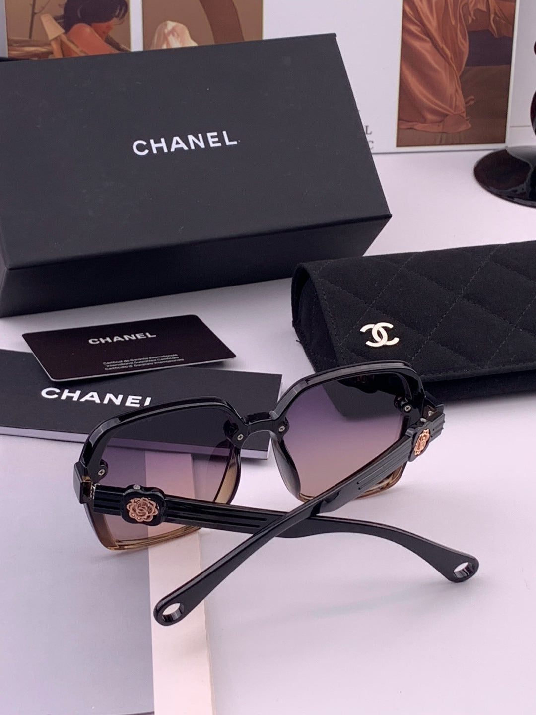 Chanel CH9788 Polarized Oversized Black Lens Sunglasses for Men & Women - detail image 7