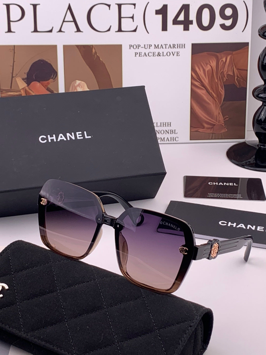 Chanel CH9788 Polarized Oversized Black Lens Sunglasses for Men & Women - detail image 2