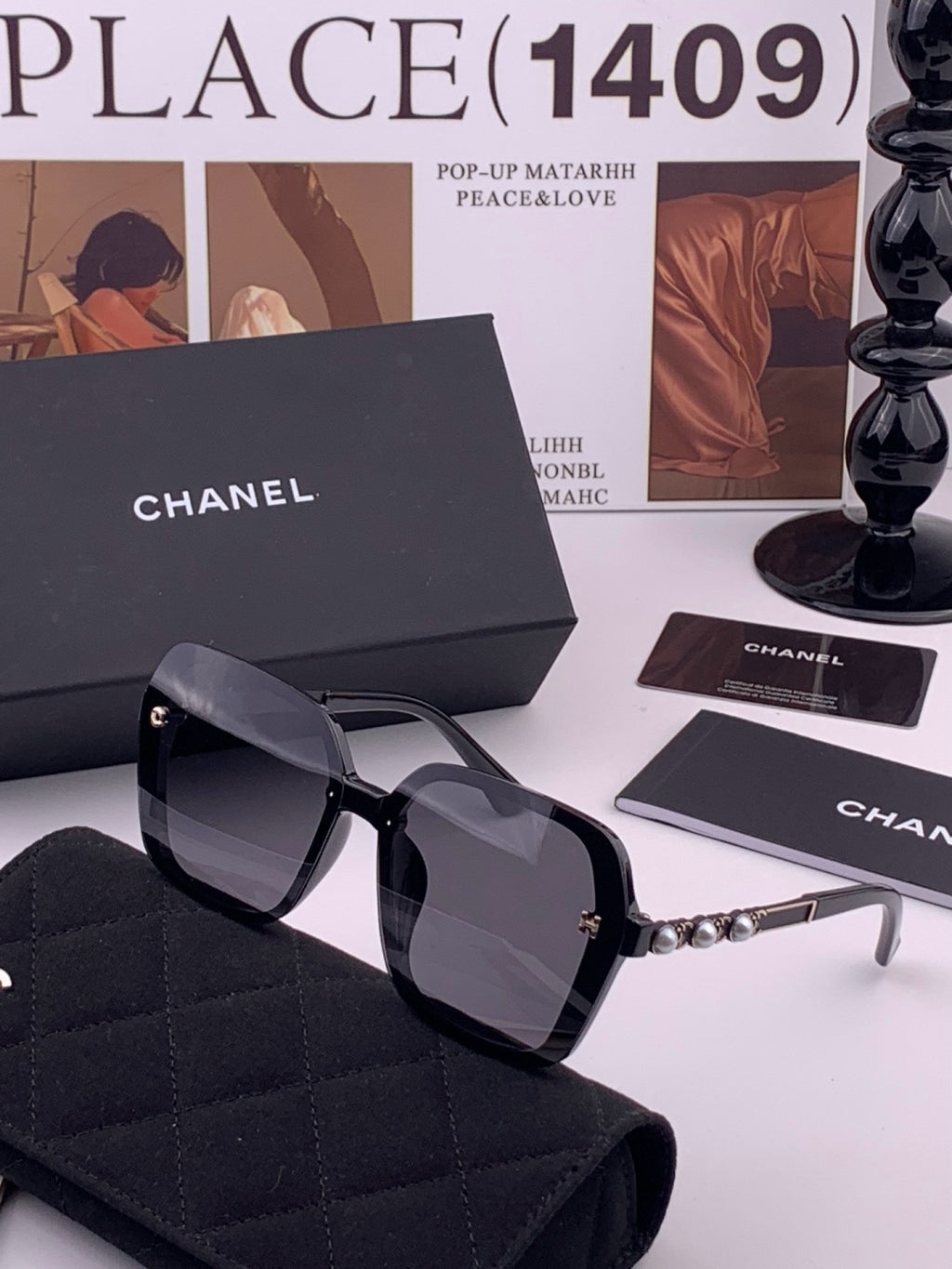 Chanel CH8788 Polarized Oversized Black Lens Sunglasses for Men & Women - detail image 2