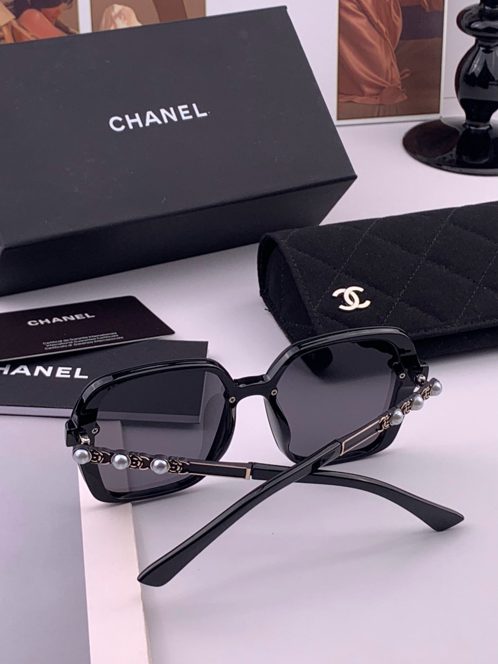 Chanel CH8788 Polarized Oversized Black Lens Sunglasses for Men & Women - detail image 7