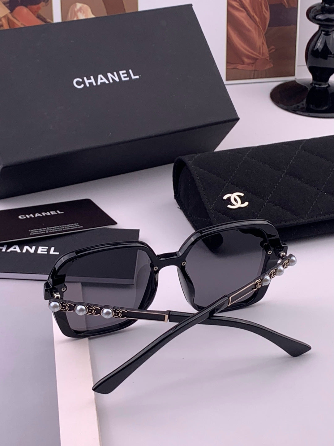 Chanel CH8788 Polarized Oversized Black Lens Sunglasses for Men & Women - detail image 7