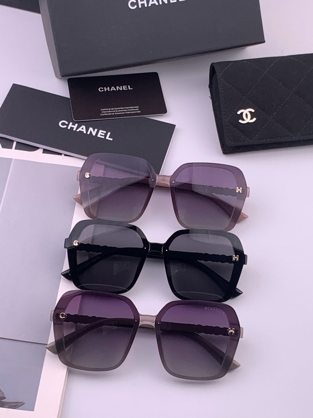 Chanel CH8788 Polarized Oversized Black Lens Sunglasses for Men & Women - detail image 8