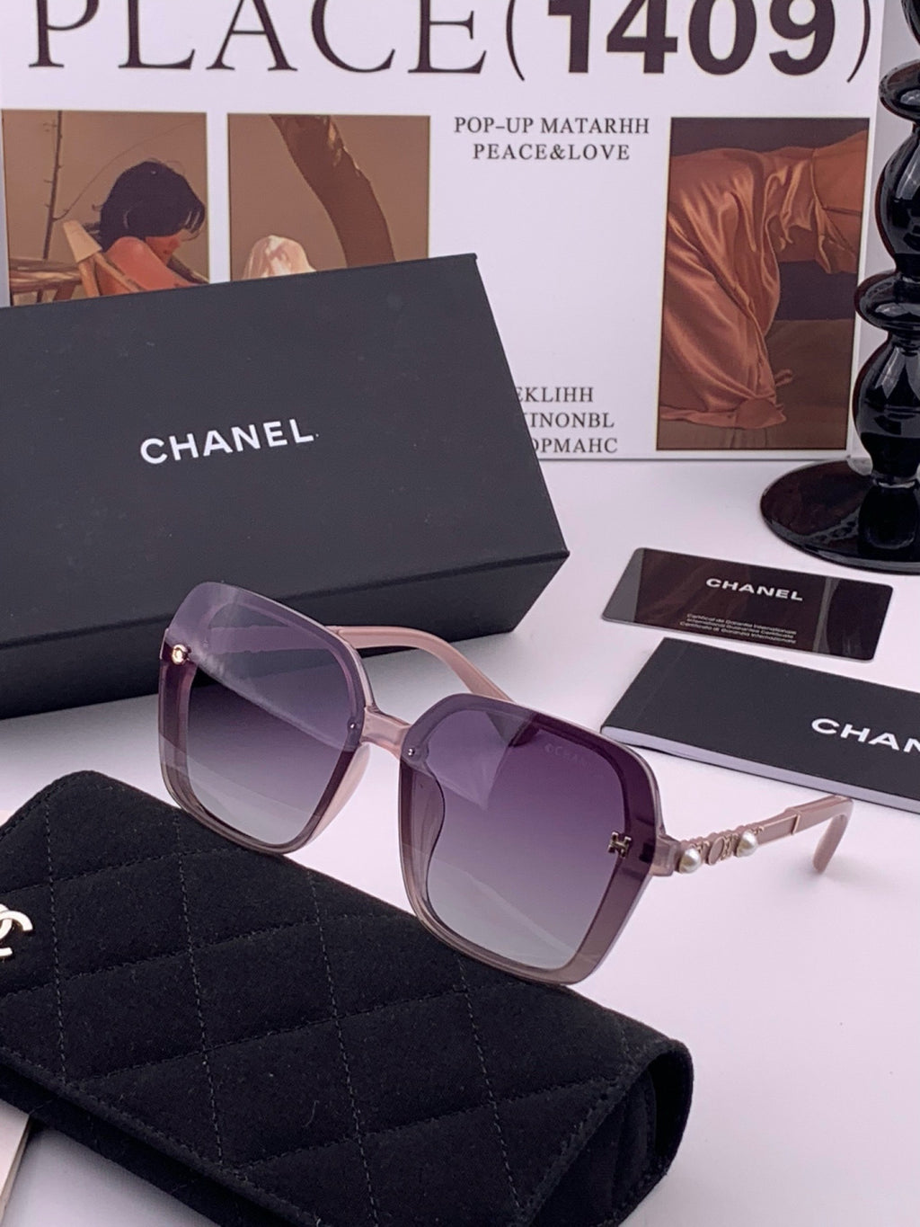 Chanel CH8788 Polarized Oversized Purple Lens Sunglasses for Men & Women - detail image 2