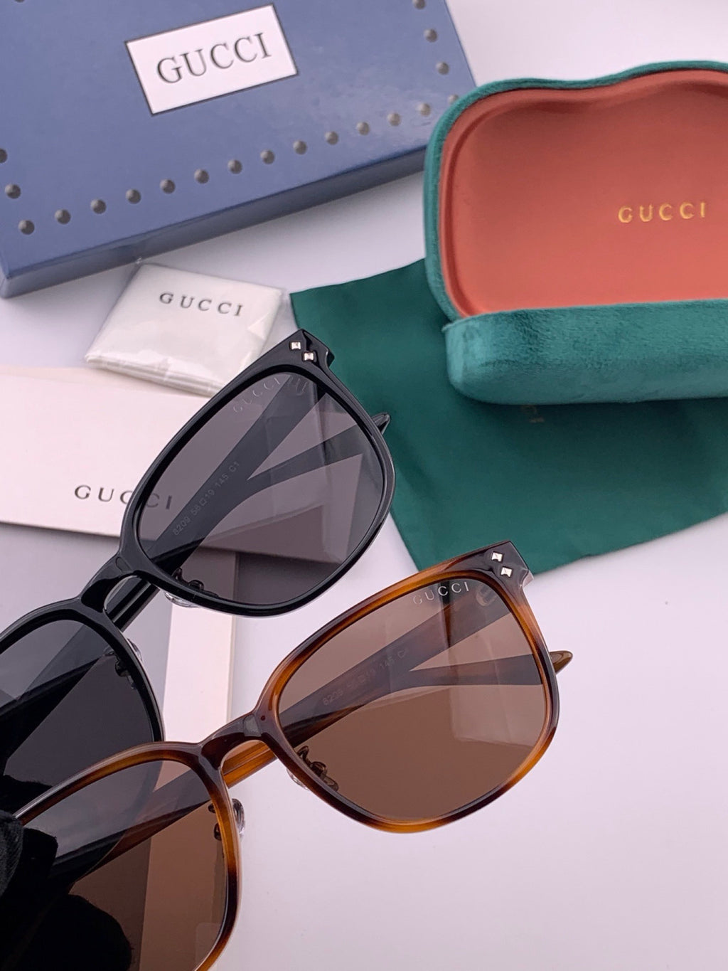 Gucci G9820 Polarized Square Gold Lens Sunglasses for Women - detail image 5