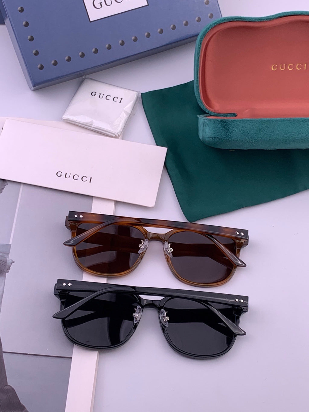 Gucci G9820 Polarized Square Gold Lens Sunglasses for Women - detail image 6