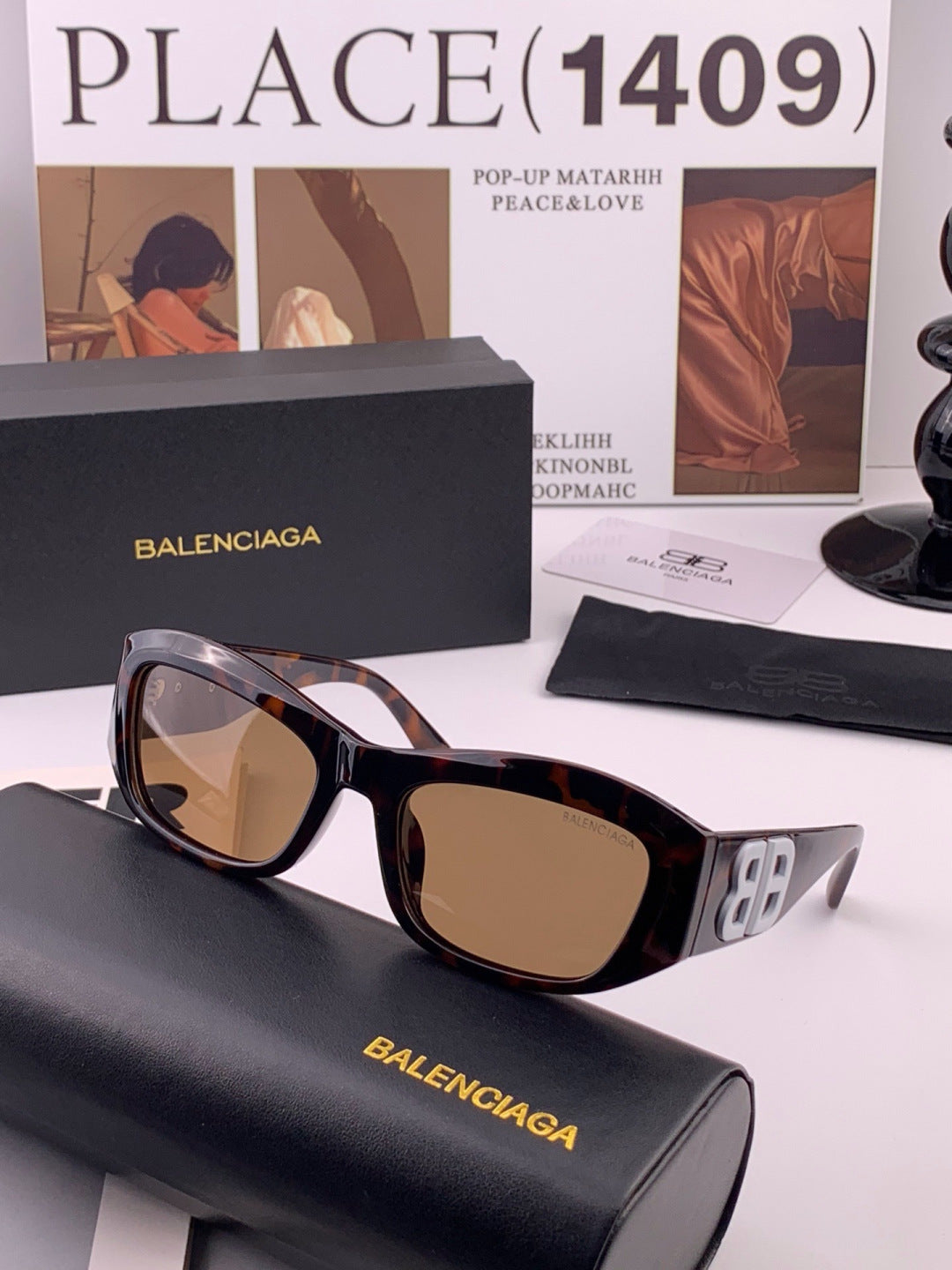 Balenciaga BL1992 Polarized Metal Fashion Pink Lens Sunglasses for Men & Women - detail image 5