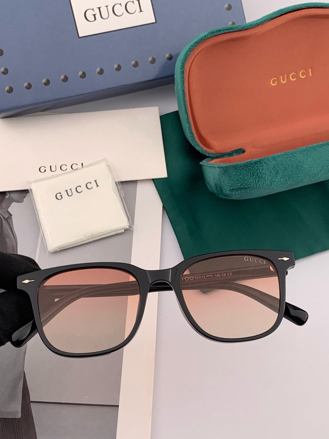 Gucci G3902 Polarized Square Gold Lens Sunglasses for Men & Women