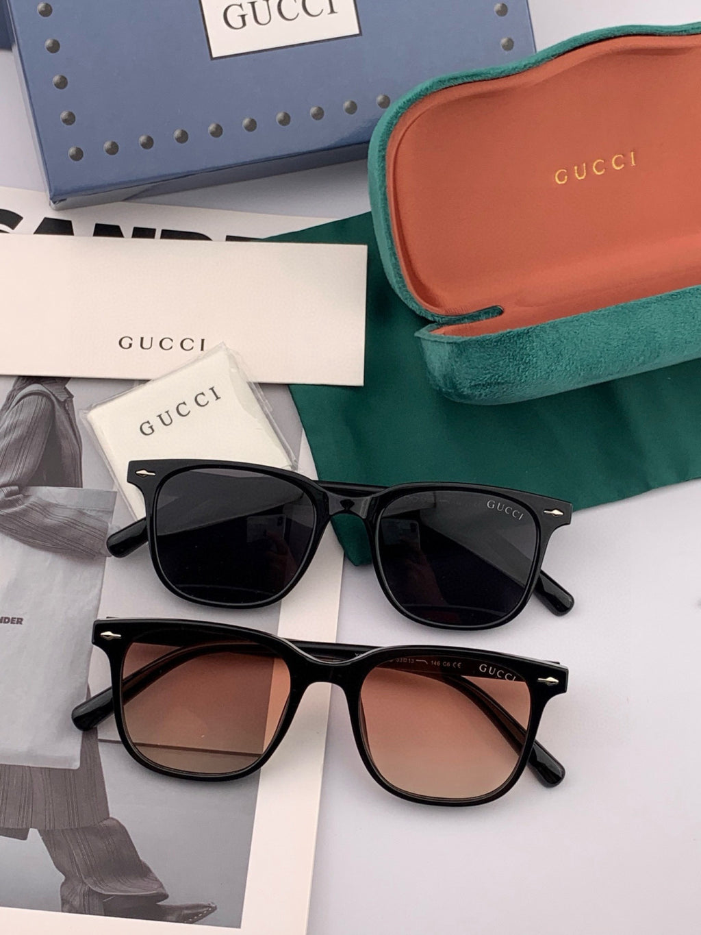 Gucci G3902 Polarized Square Gold Lens Sunglasses for Men & Women - detail image 6