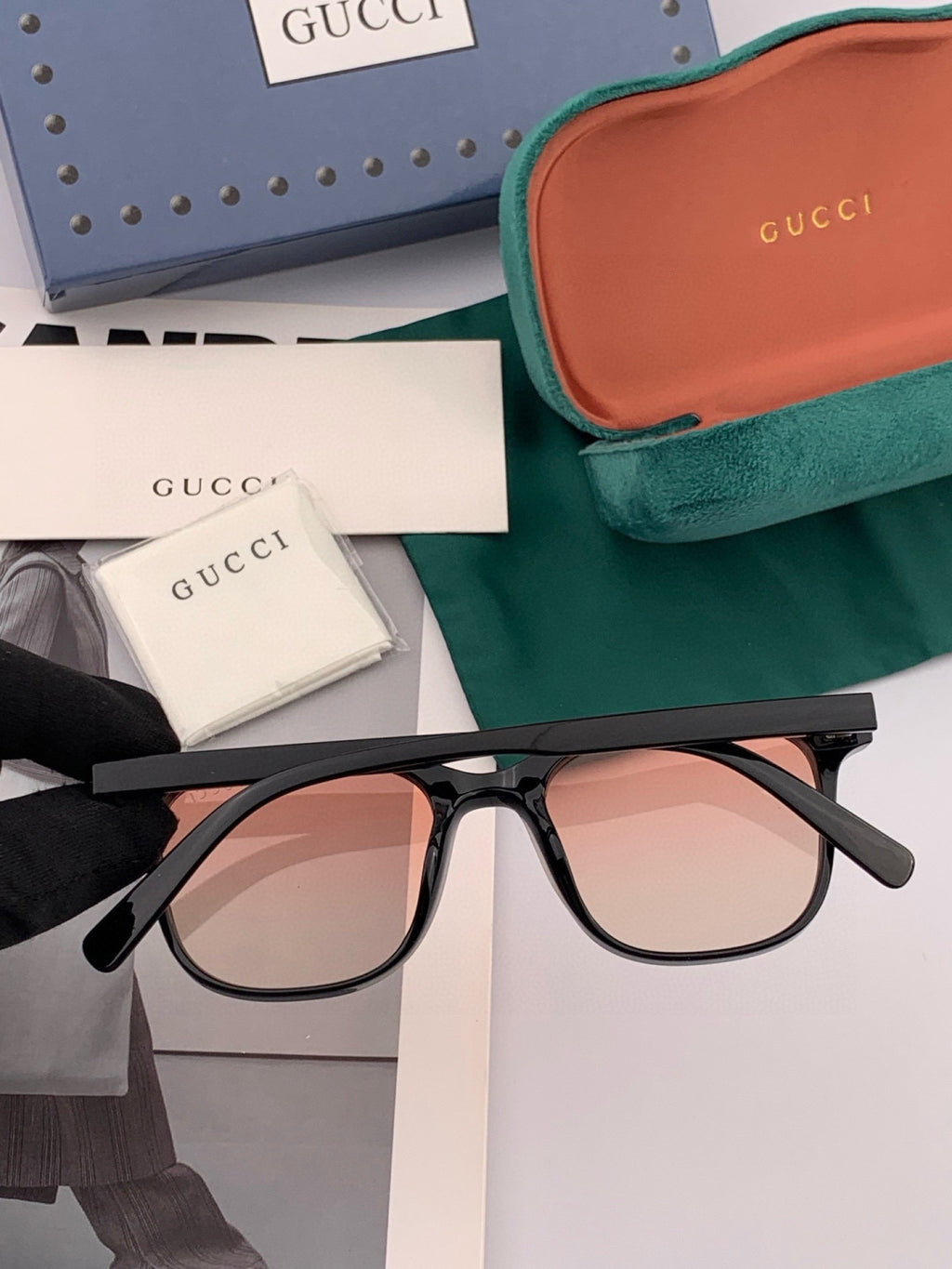 Gucci G3902 Polarized Square Gold Lens Sunglasses for Men & Women - detail image 5