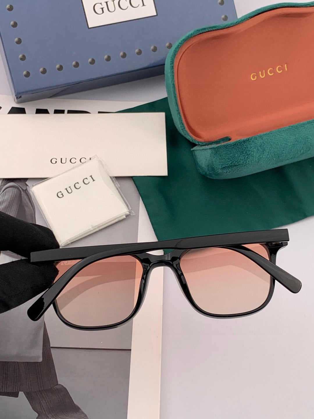 Gucci G3902 Polarized Square Gold Lens Sunglasses for Men & Women - detail image 5
