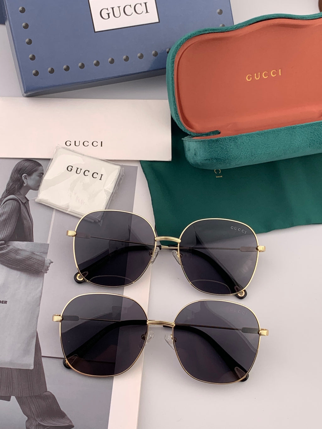 Gucci G35810 Polarized Acetate Round Gold Lens Sunglasses for Men & Women - detail image 5