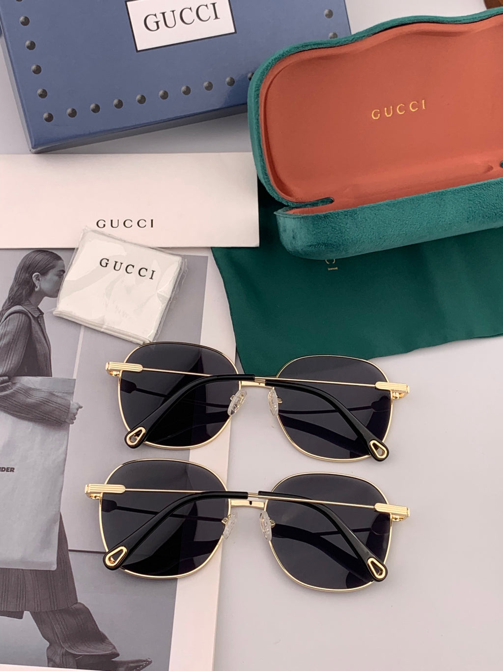Gucci G35810 Polarized Acetate Round Gold Lens Sunglasses for Men & Women - detail image 4