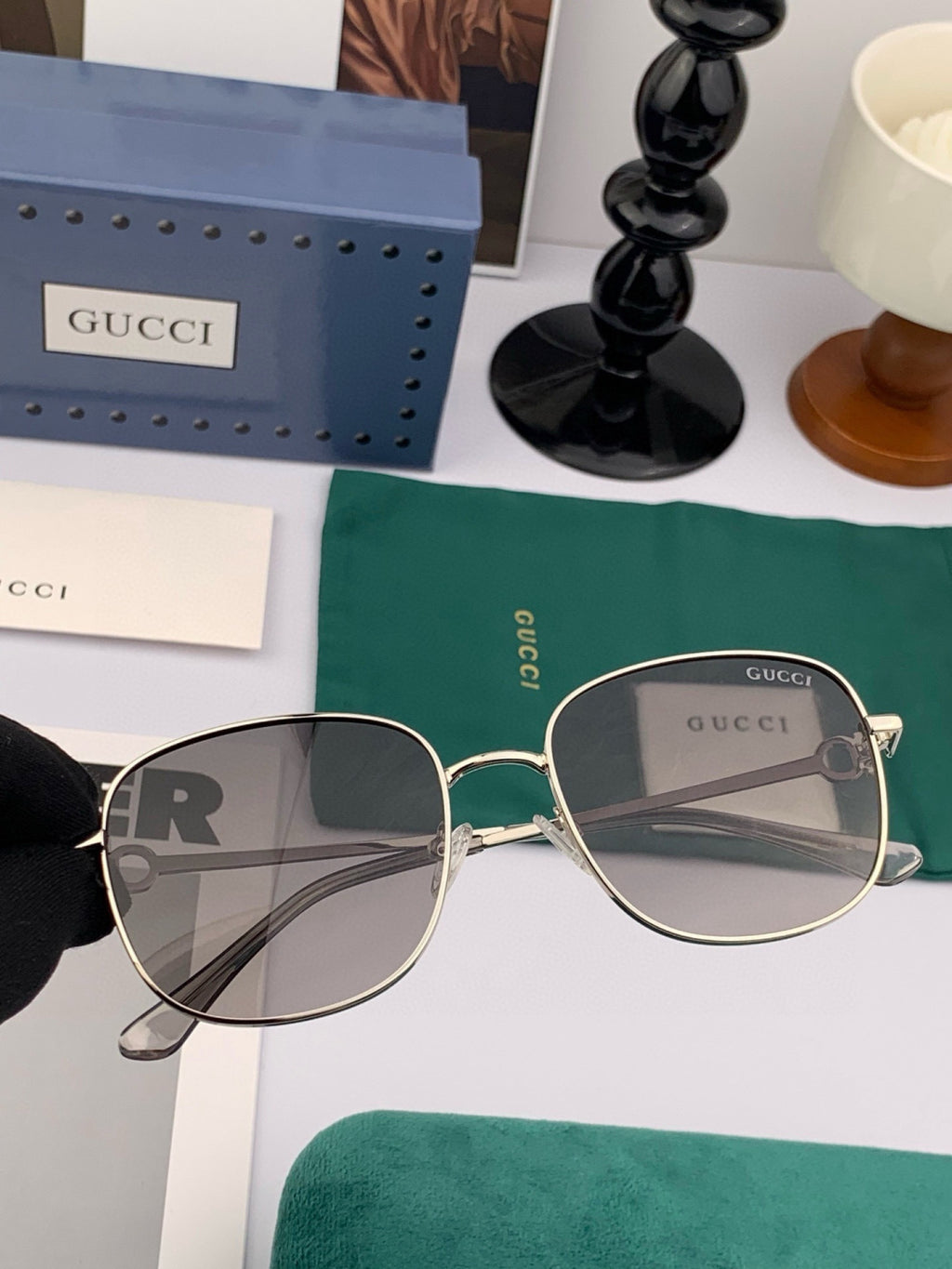 Gucci G35811 Metal Square Red Lens Sunglasses for Men & Women
