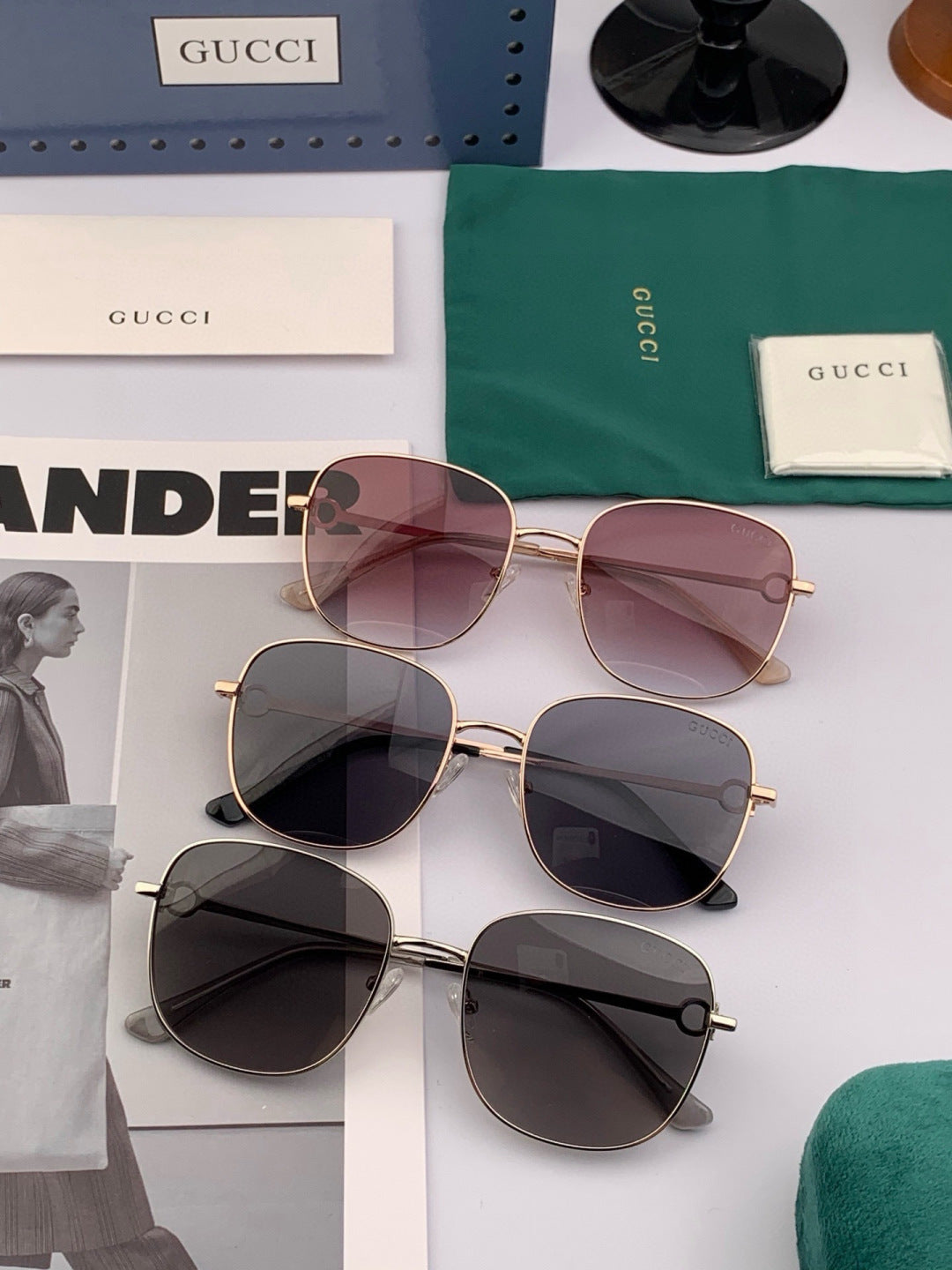 Gucci G35811 Metal Square Red Lens Sunglasses for Men & Women - detail image 7