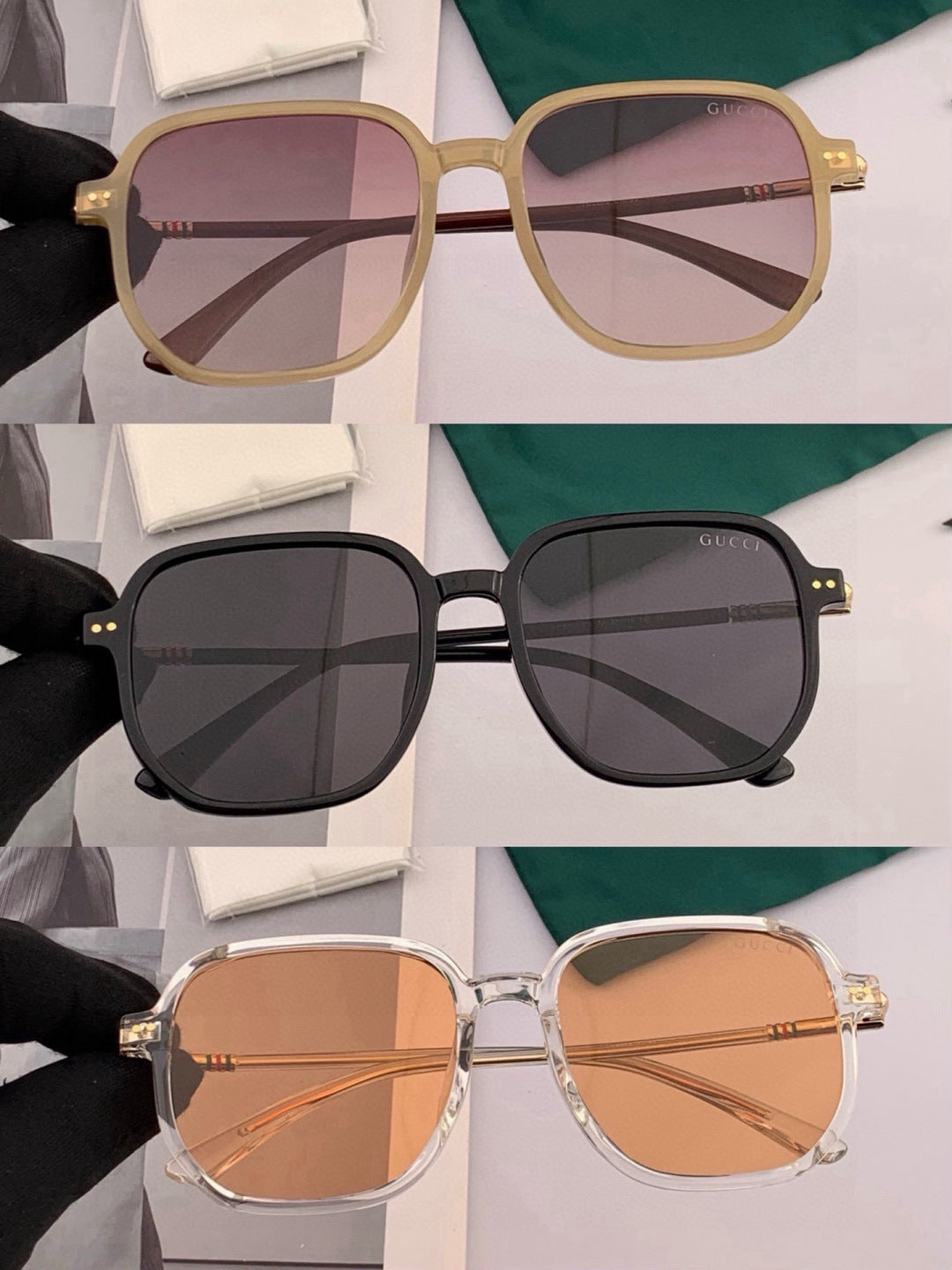 Gucci G2220 Polarized Square Gold Lens Sunglasses for Men & Women - detail image 4