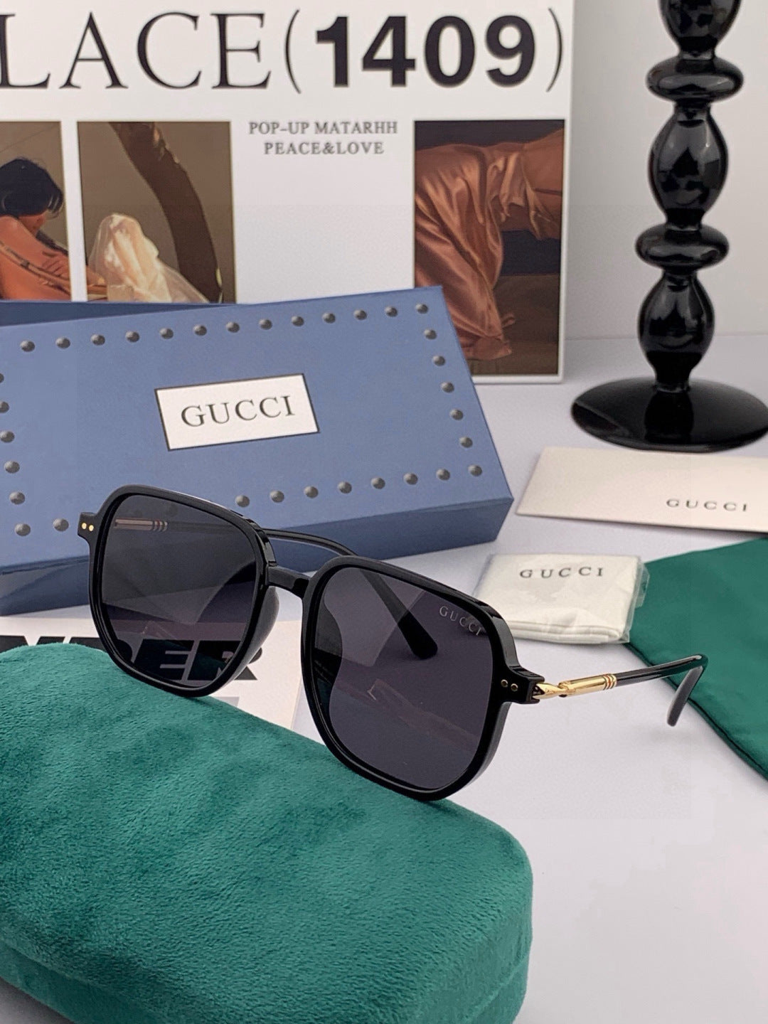 Gucci G2220 Polarized Square Gold Lens Sunglasses for Men & Women - detail image 2