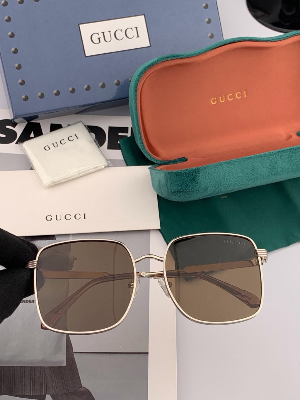 Gucci G2220 Polarized Square Black Lens Sunglasses for Men & Women - 493312