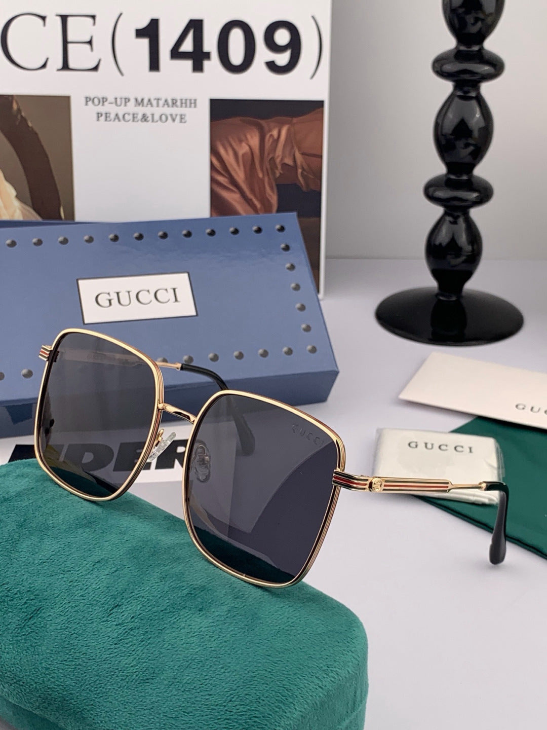 Gucci G2220 Polarized Square Black Lens Sunglasses for Men & Women - 493312 - detail image 4