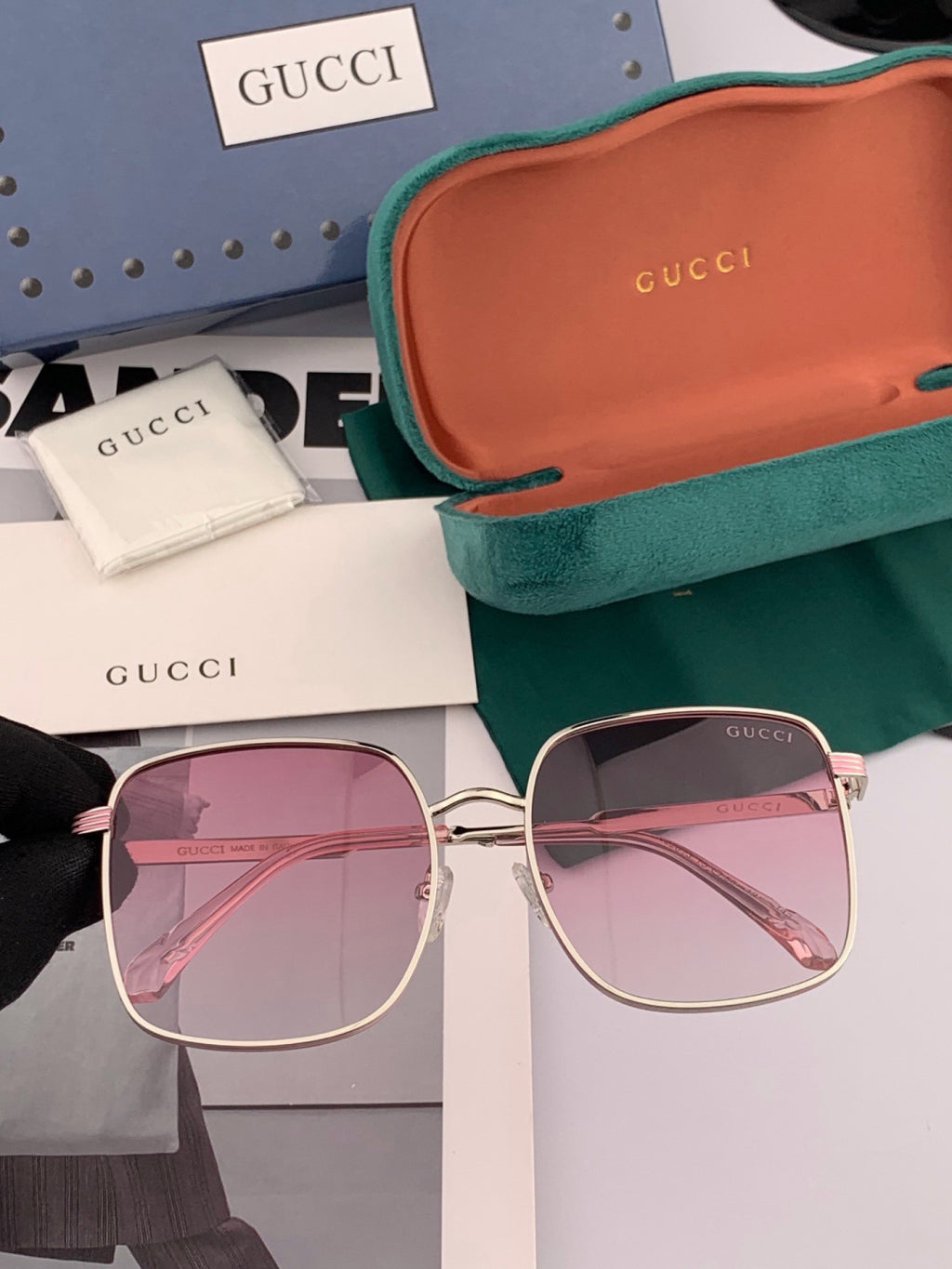 Gucci G2220 Polarized Square Black Lens Sunglasses for Men & Women - 493312 - detail image 3