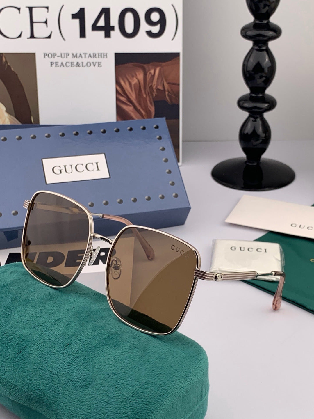 Gucci G2220 Polarized Square Black Lens Sunglasses for Men & Women - 493312 - detail image 5