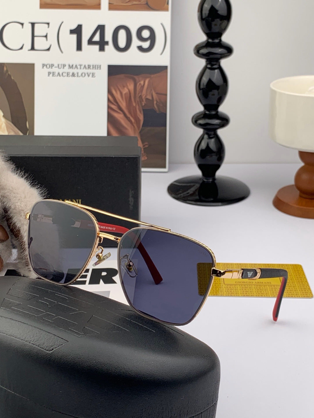 Gucci G2220 Polarized Square Black Lens Sunglasses for Men & Women