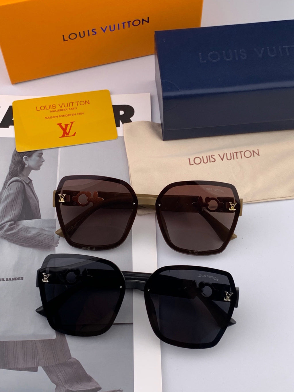 Louis Vuitton L4991 Polarized Square Gold Lens Sunglasses for Men & Women - detail image 6