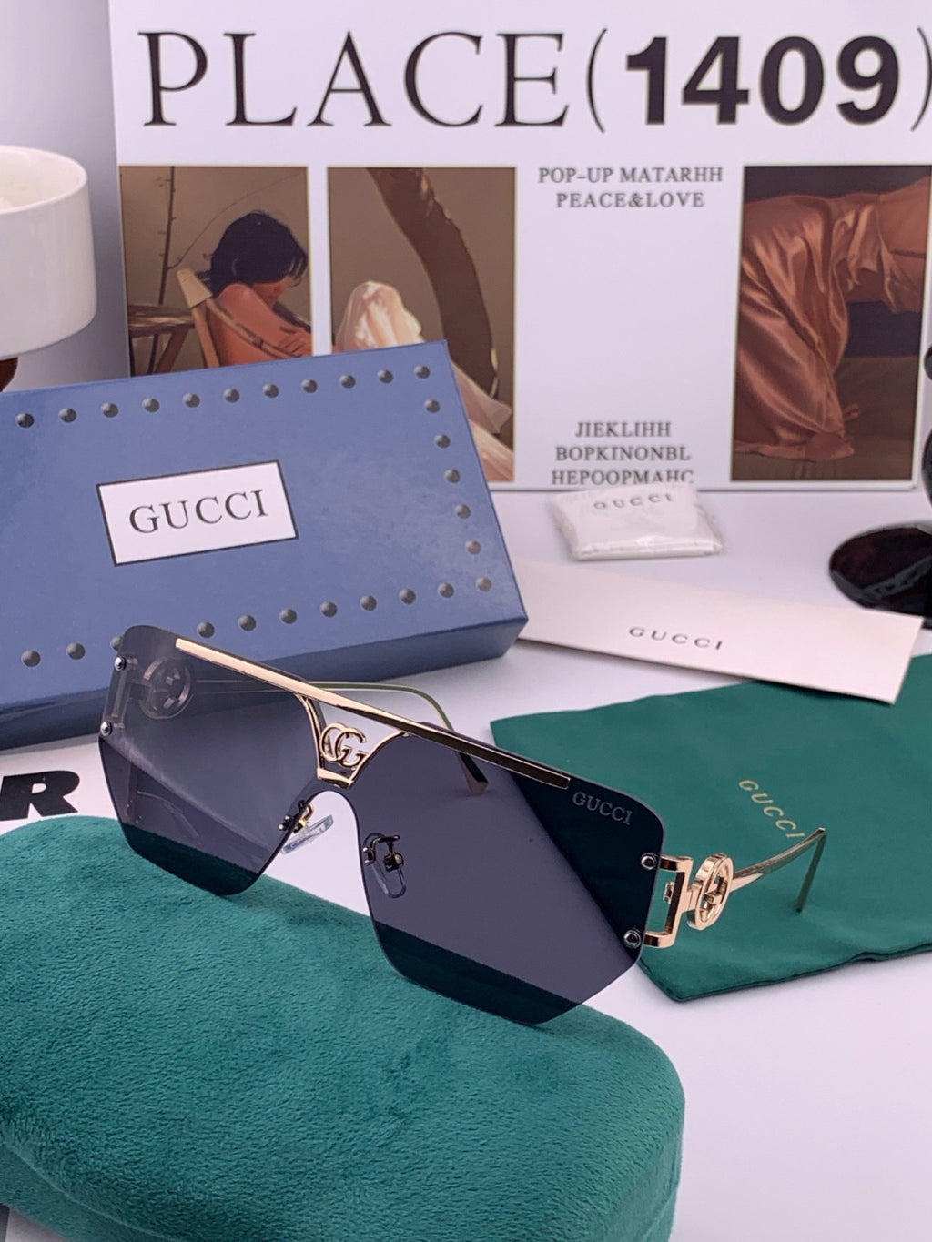 Gucci G31753 Aviator Black Lens Sunglasses for Men & Women - detail image 4