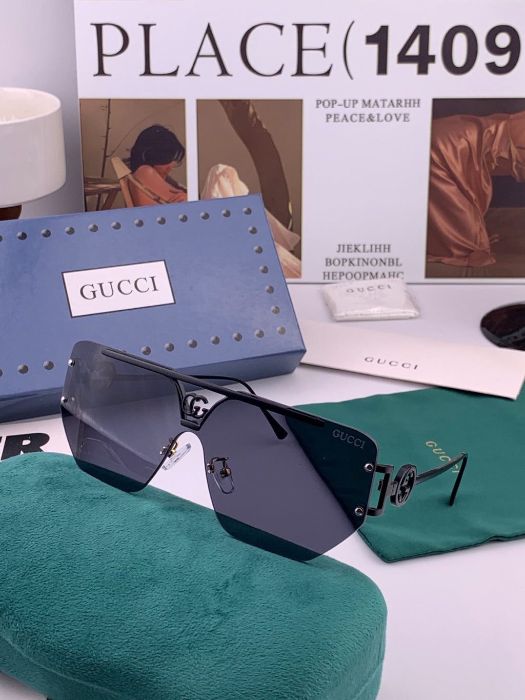 Gucci G31753 Aviator Black Lens Sunglasses for Men & Women - detail image 5