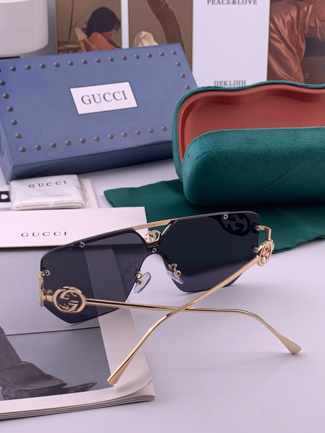 Gucci G31753 Aviator Black Lens Sunglasses for Men & Women - detail image 7