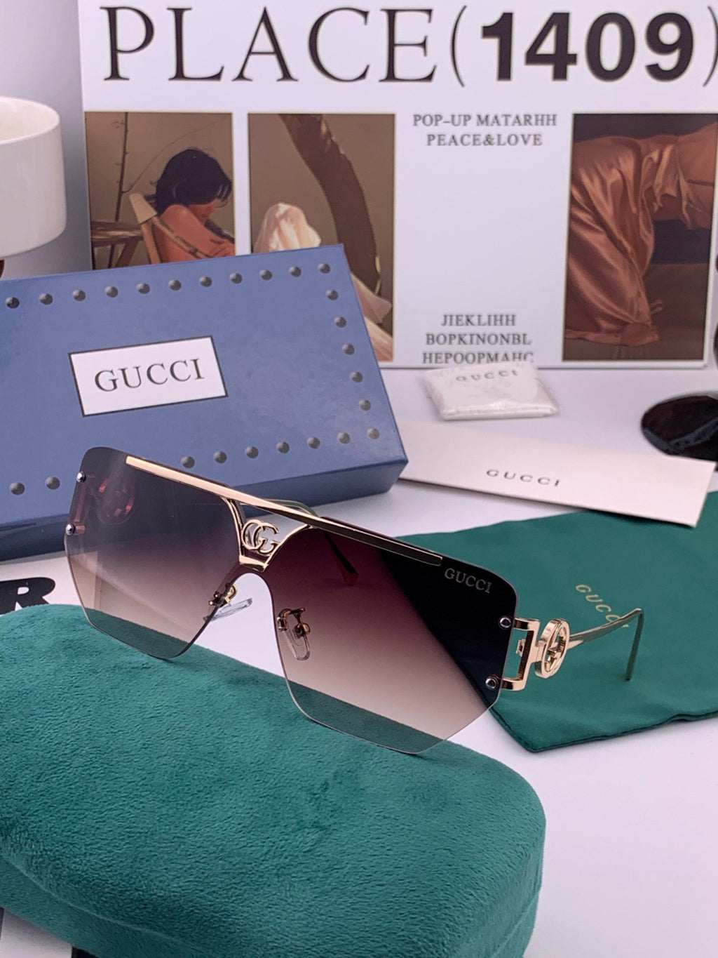 Gucci G31753 Aviator Black Lens Sunglasses for Men & Women - detail image 6