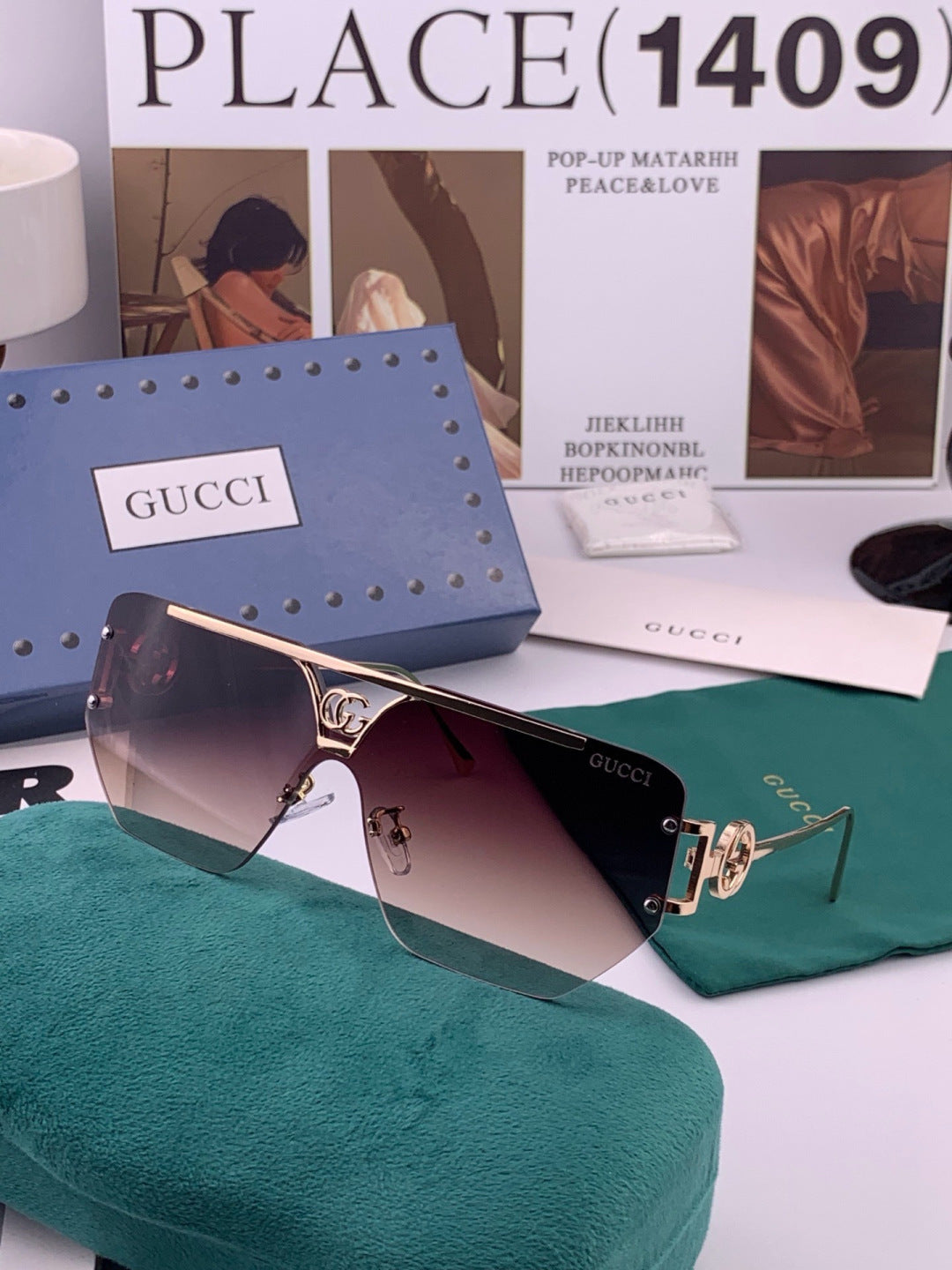 Gucci G31753 Aviator Black Lens Sunglasses for Men & Women - detail image 6