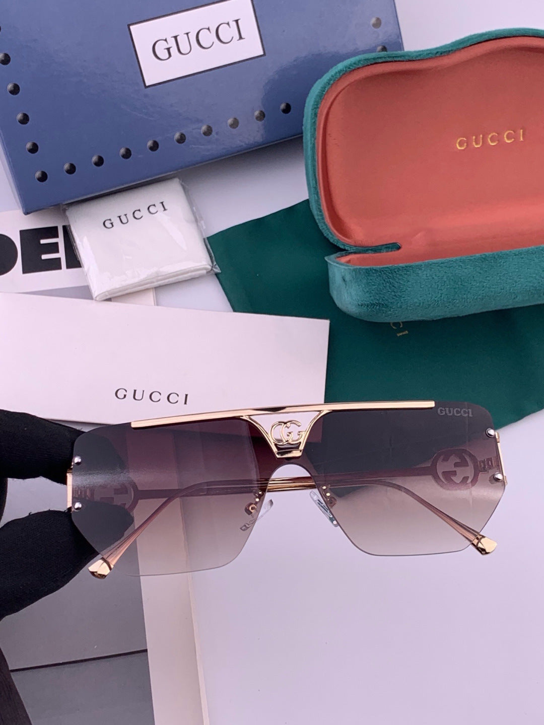 Gucci G31753 Aviator Black Lens Sunglasses for Men & Women