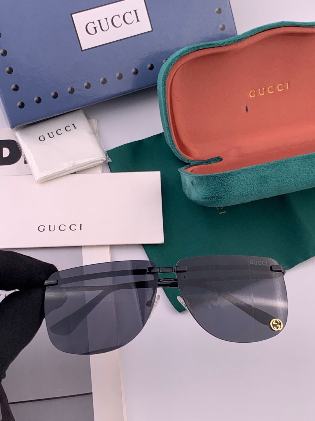 Gucci G7801 Aviator Black Lens Sunglasses for Men & Women