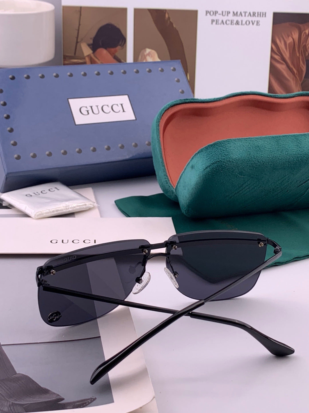 Gucci G7801 Aviator Black Lens Sunglasses for Men & Women - detail image 7