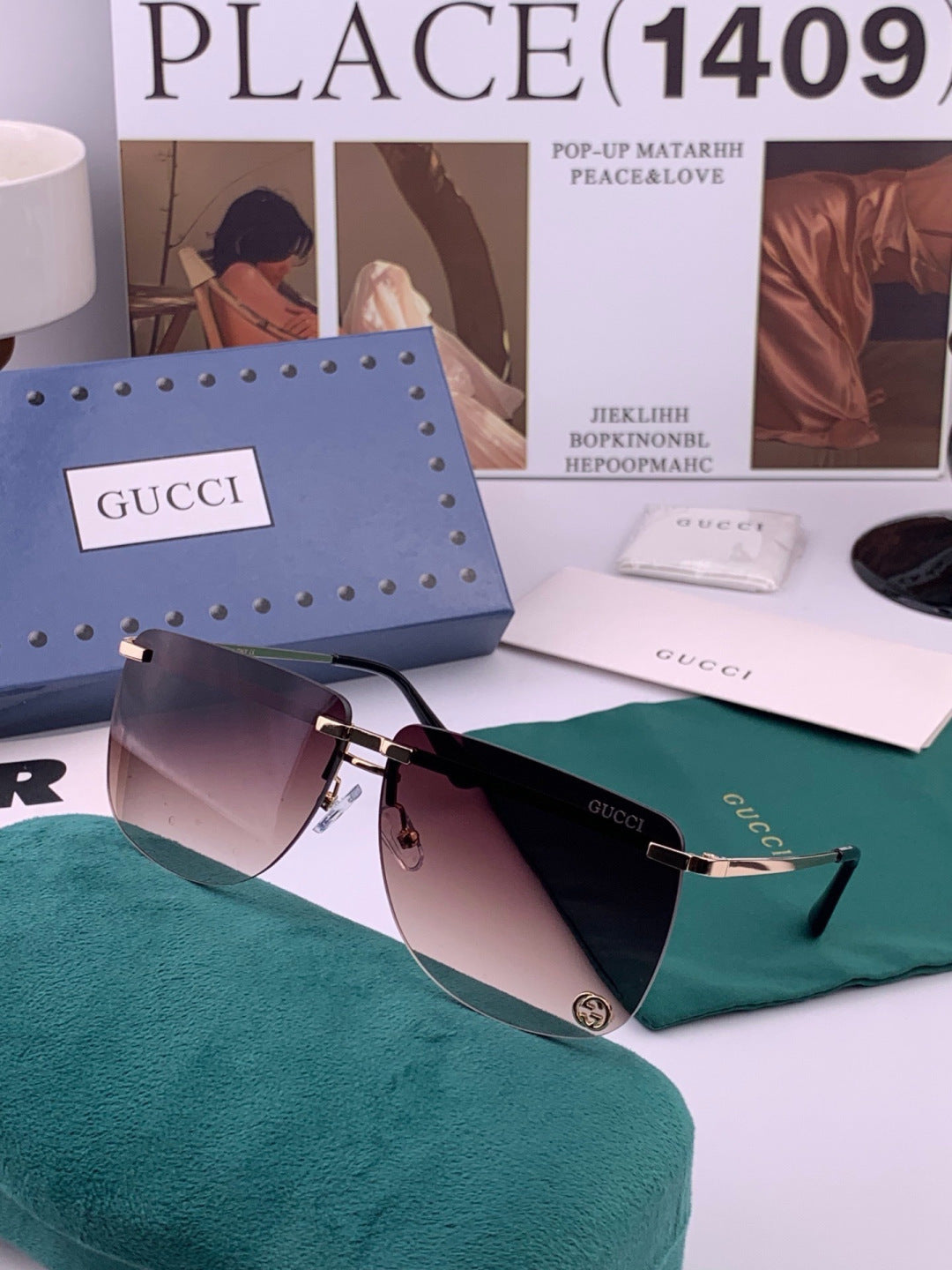 Gucci G7801 Aviator Black Lens Sunglasses for Men & Women - detail image 5