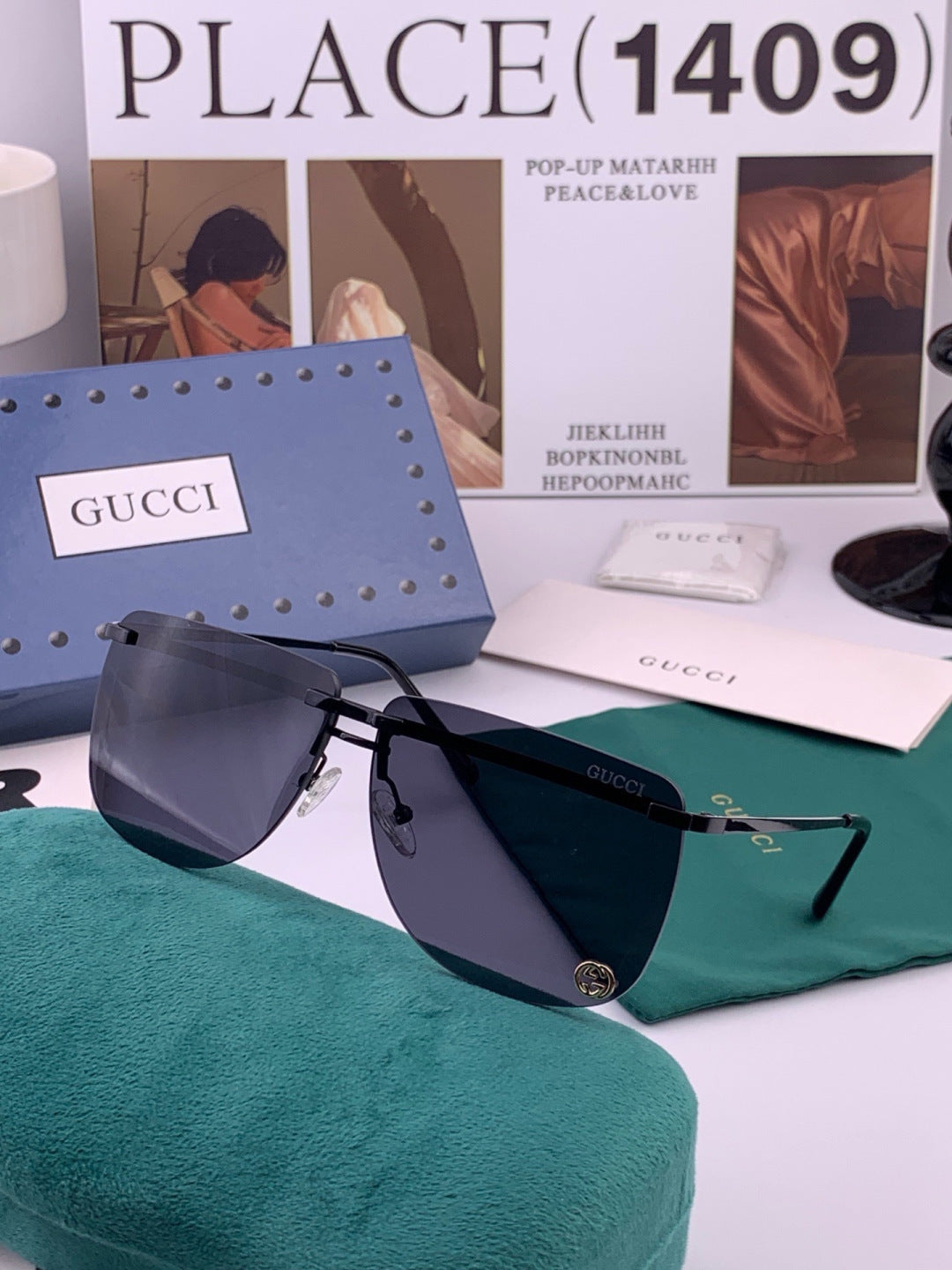 Gucci G7801 Aviator Black Lens Sunglasses for Men & Women - detail image 4