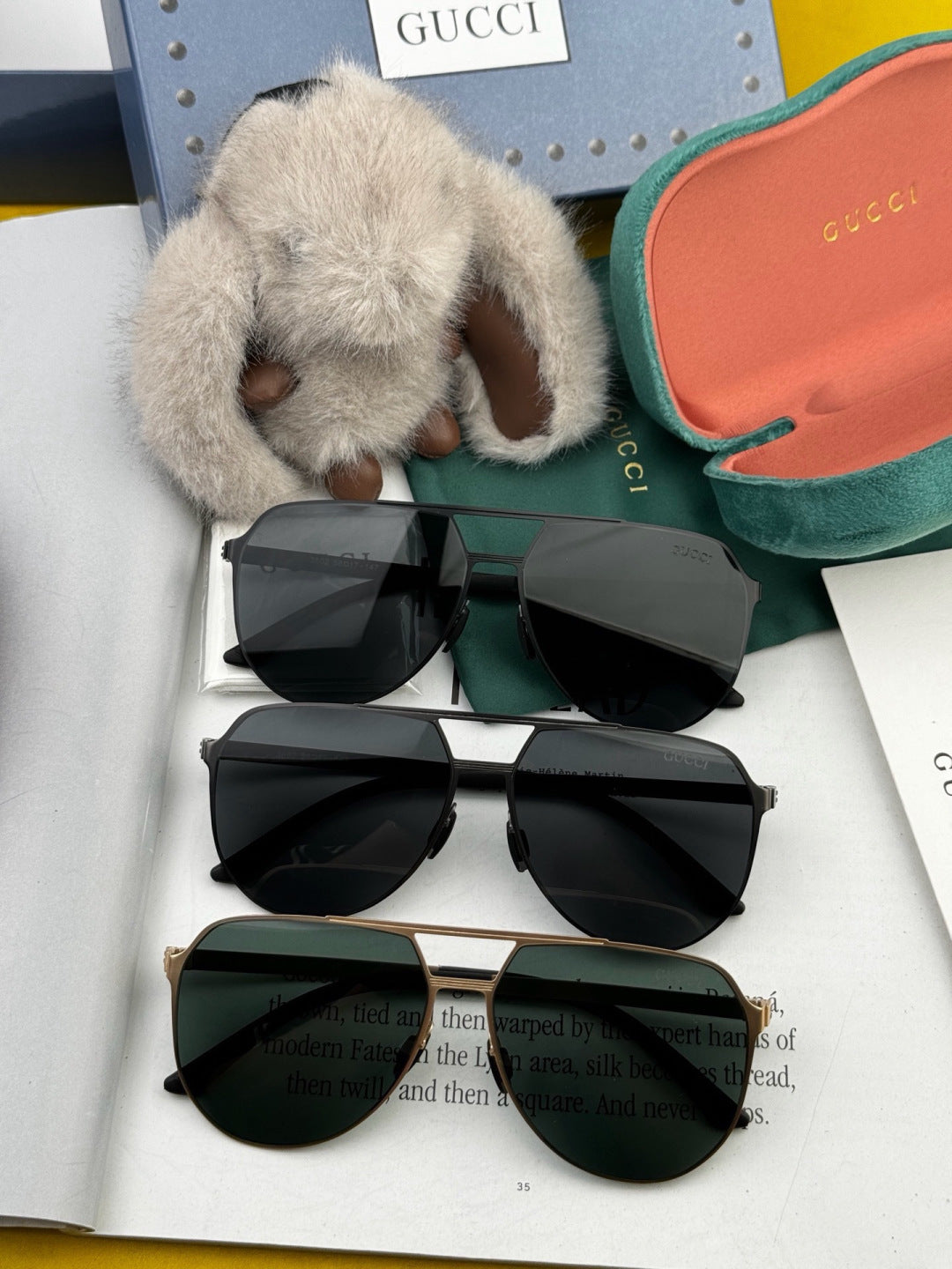 Gucci G2380 Polarized Aviator Gold Lens Sunglasses for Men - detail image 7