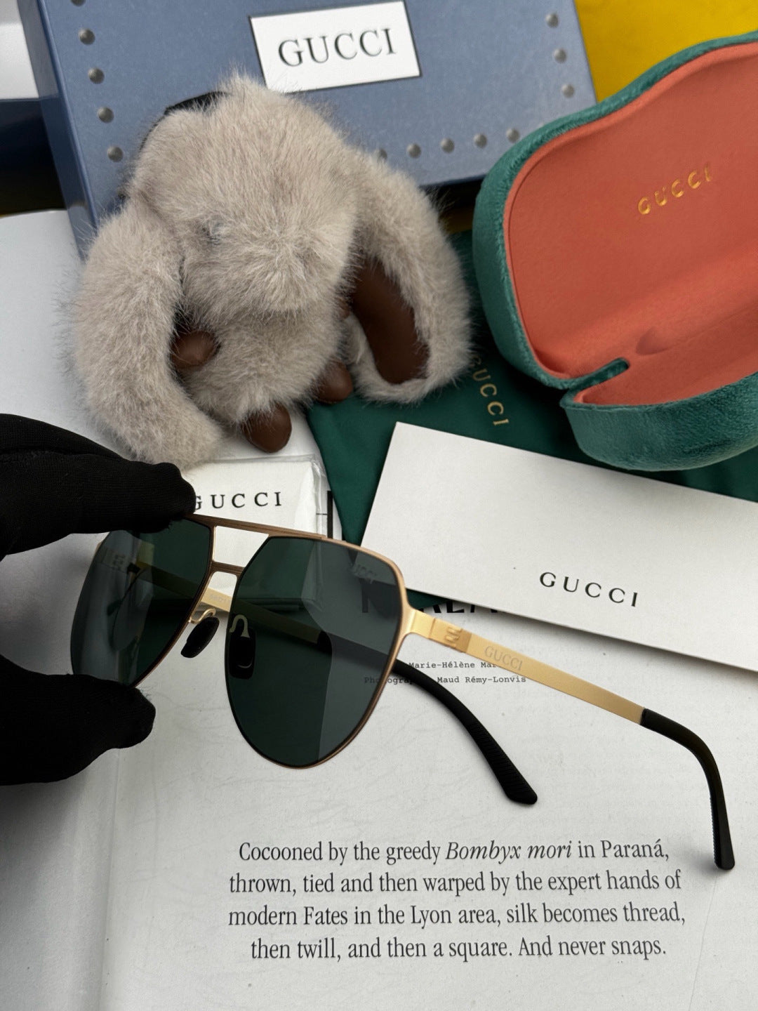 Gucci G2380 Polarized Aviator Gold Lens Sunglasses for Men - detail image 5