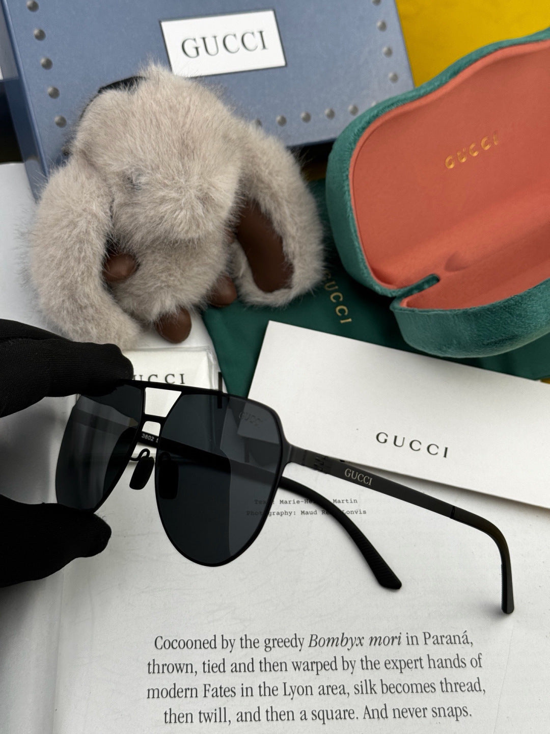 Gucci G2380 Polarized Aviator Gold Lens Sunglasses for Men - detail image 6