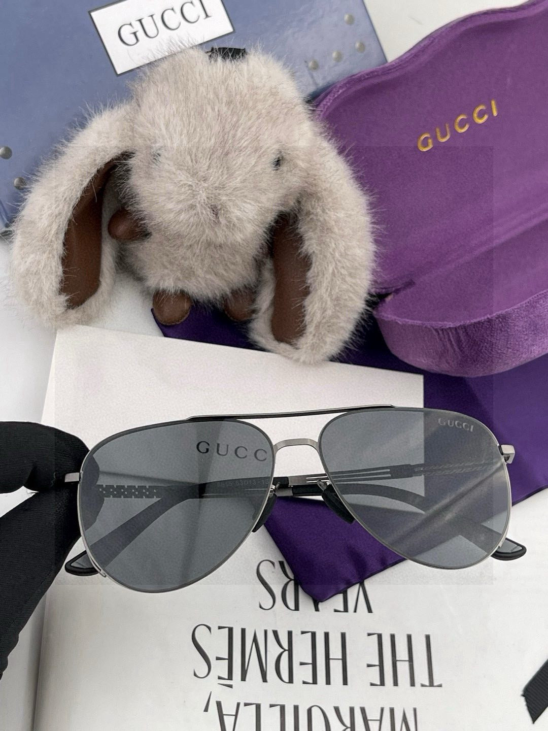 Gucci G5881 Polarized Aviator Black Lens Sunglasses for Men