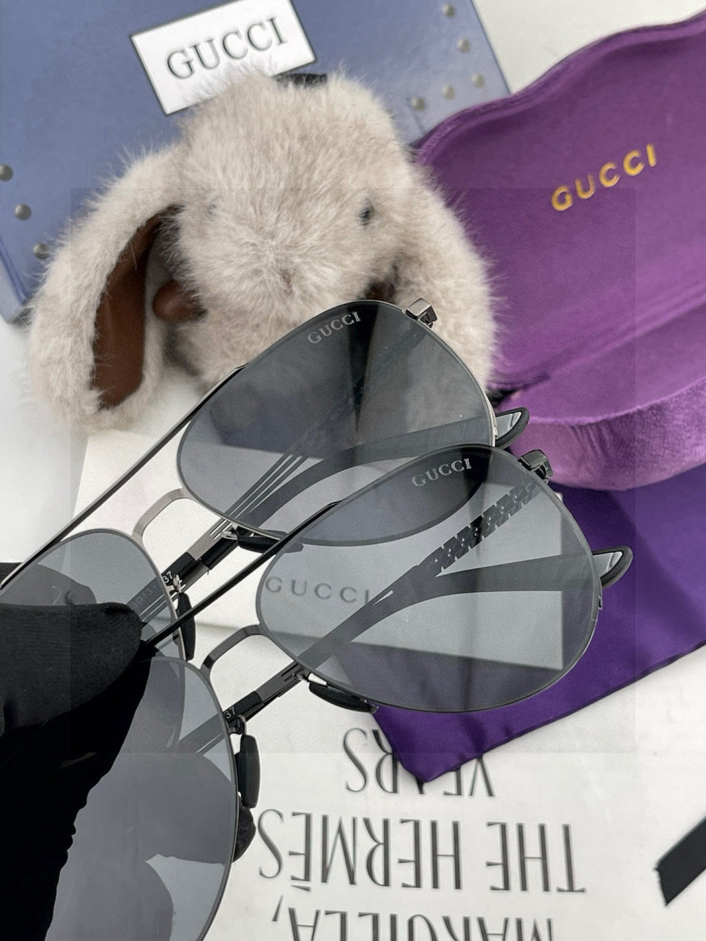 Gucci G5881 Polarized Aviator Black Lens Sunglasses for Men - detail image 6