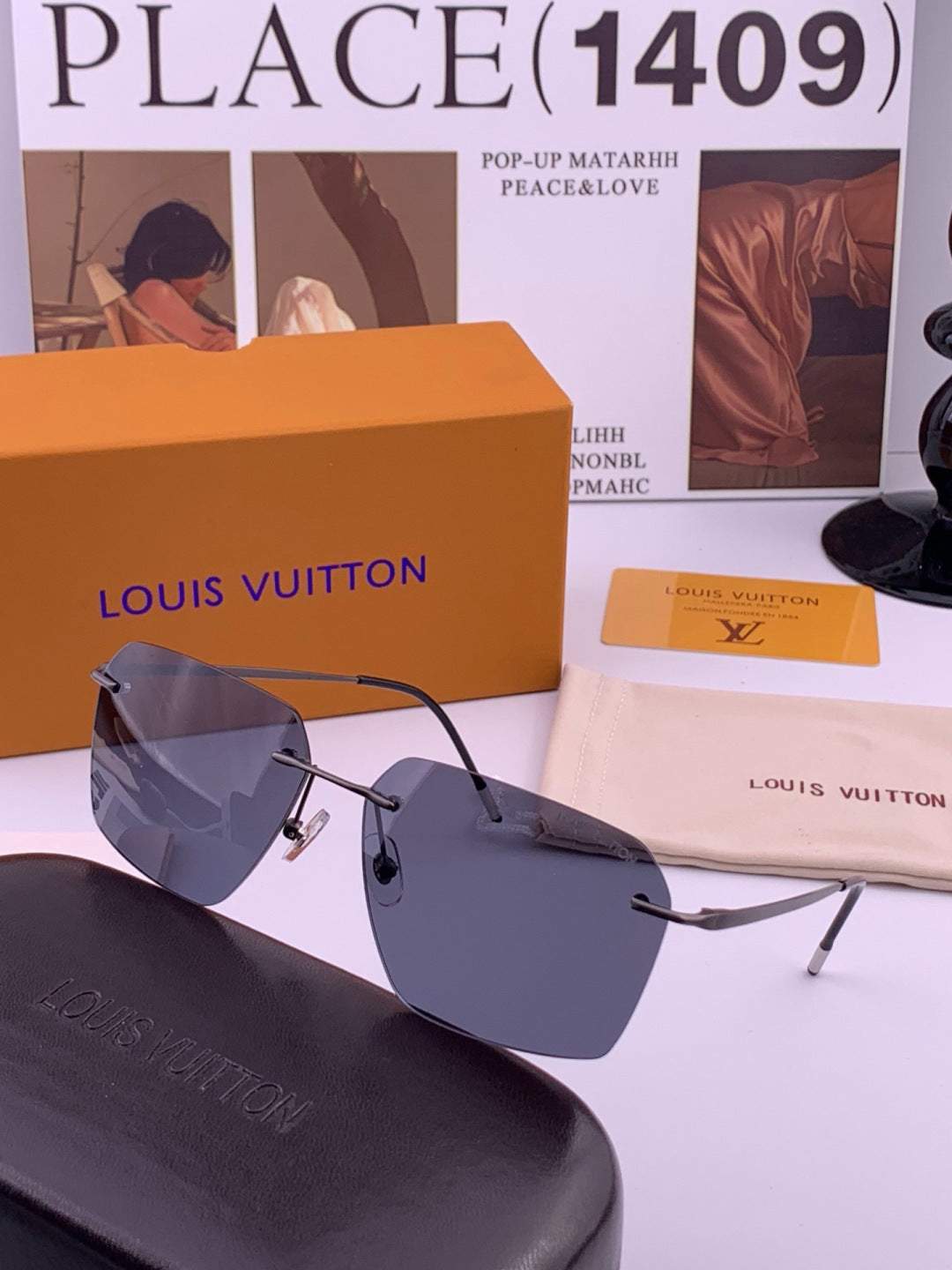 Louis Vuitton L2253 Polarized Aviator Blue Lens Sunglasses for Men - detail image 4