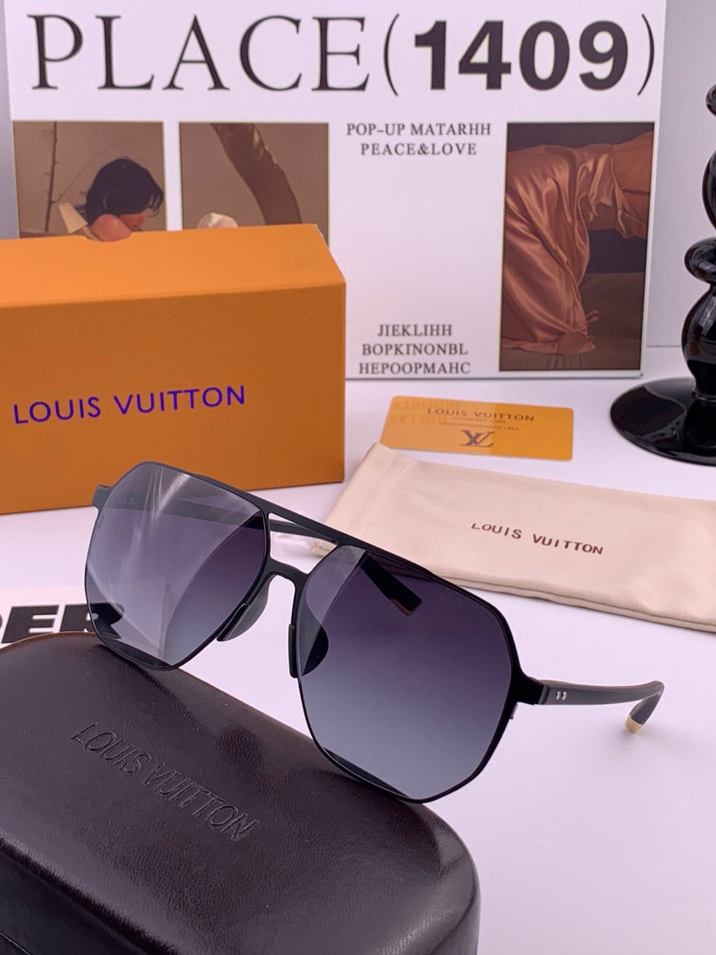 Louis Vuitton L3250 Polarized Aviator Orange Lens Sunglasses for Men - detail image 4