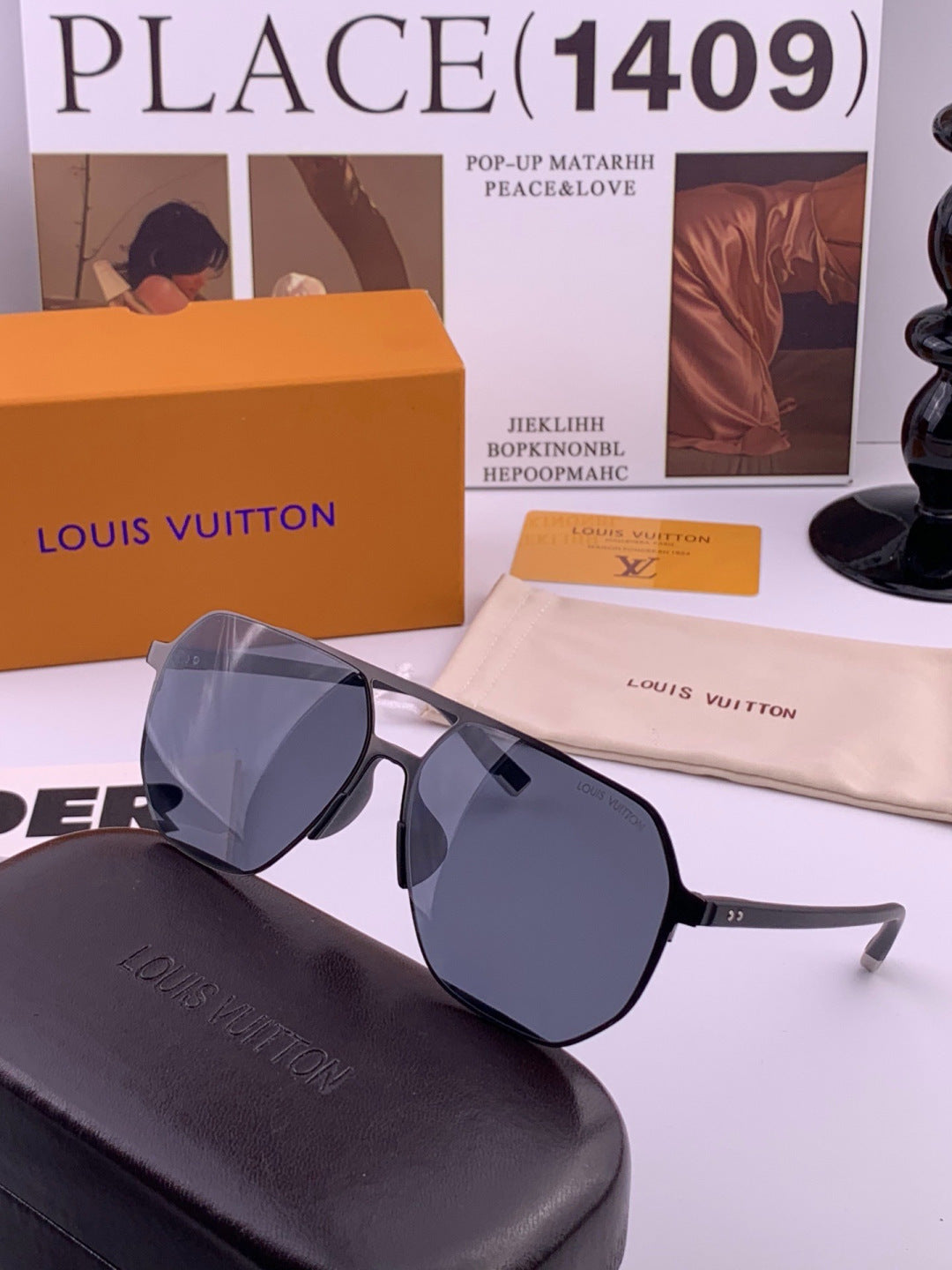 Louis Vuitton L3250 Polarized Aviator Orange Lens Sunglasses for Men - detail image 3