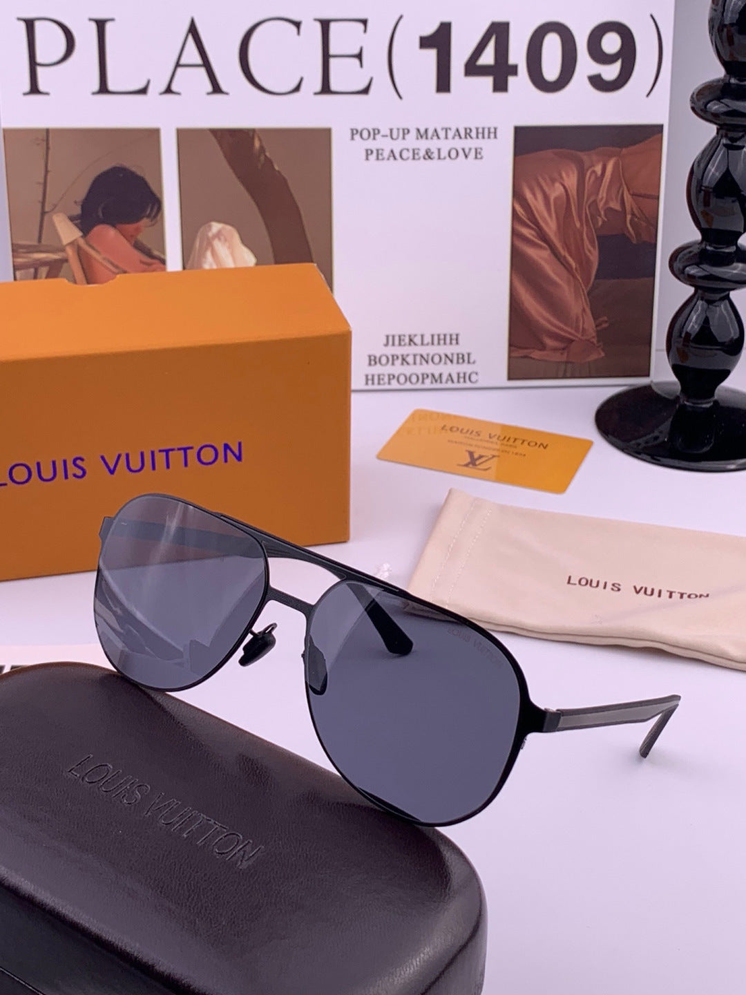 Louis Vuitton L5229 Polarized Aviator Blue Lens Sunglasses for Men - detail image 3